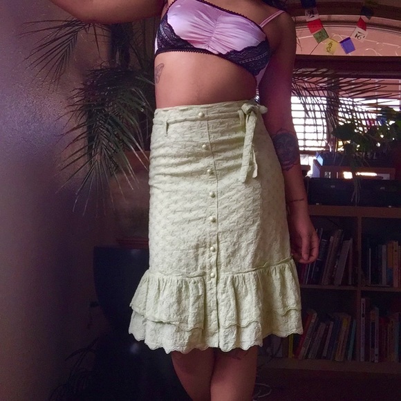 Anthropologie Dresses & Skirts - Odille Ruffle Hem Eyelet Skirt